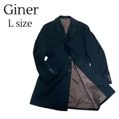 【カシミヤ混】Gainer チェスターコート ウール 本切羽 L ブラック