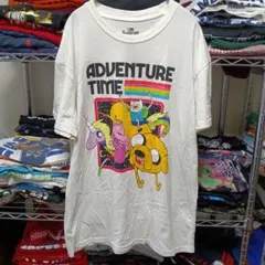 希少00s中国製Ｌ古着メンズアドベンチャータイムアメコミロゴtシャツUSA直輸入