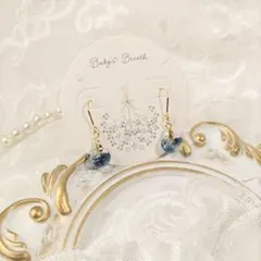 ドロップビーズピアス（ブルー系）