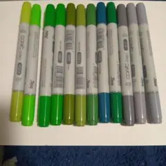 ほぼ美品 Copic Ciao マーカー 12本セット緑 灰色