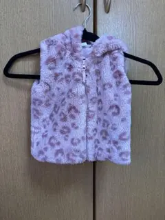 ピンク ヒョウ柄 フード付き ベビーベスト　H&M