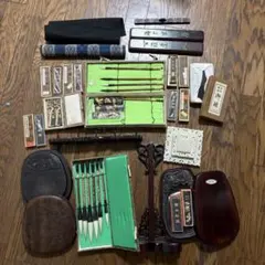 漆 道具 セット 青磁 古布 職人 伝統工芸 当時物 民藝 古物 骨董 古