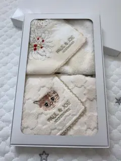 ポール ＆ ジョー アクセソワ　ハンカチ2枚セット 猫　アイボリー　イエロー