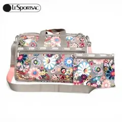 レスポートサック花柄 フラワー柄 2wayボストンバッグ グレージュ系 ポーチ付