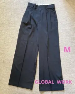 GLOBAL WORK ワイドパンツ チャコールグレー　M