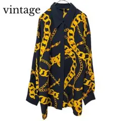 【90s】vintage チェーン柄長袖シャツ ブラウス ジュエリー 古着のサムネイル