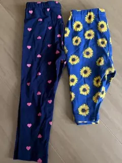 西松屋　ベビーボトムス2枚セット　ひまわり柄半ズボン95 ハート柄長ズボン90