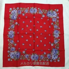 【新品】赤地 紫花柄 スカーフ ストール ショール 毛100%