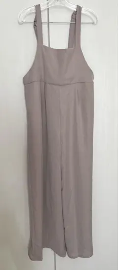 GU ベージュ サロペット Ｌサイズ オーバーオールワイドパンツ