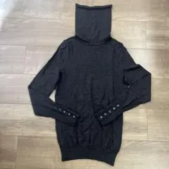 ダークグレー タートルネック 長袖ニットSサイズ