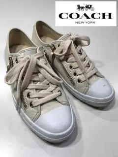 COACH コーチ レザースニーカー ダブルジップアップ 23.5 6.5B