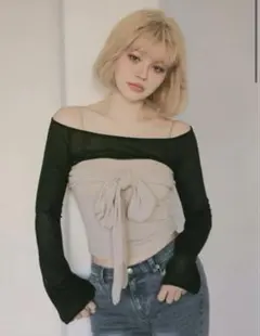 正規品】ANDMARY Shayla ribbon tops / BLACK - メルカリ
