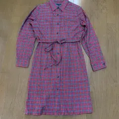 EAST BOY 赤 チェック柄 綿　シャツワンピース　フランネル　11号