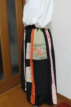 着物リメイク・パッチワーク・ハンドメイド・ギャザー&バルーン風スカートＭ~ＬＬ