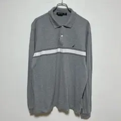 ノーティカ　長袖ポロシャツ　ワンポイントボーダー&ロゴ刺繍