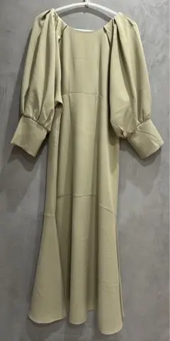 【未使用】coca コカ バルーンスリーブリボン付きロングワンピース ベージュ