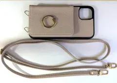 【超美品】ピンクベージュ レザー風 iPhone11ケース カードポケット付き