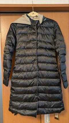 フード付きロングダウンジャケット ブラック