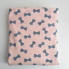 bichette スラブ天竺 ポワリボン アリスブルー はぎれ　1m