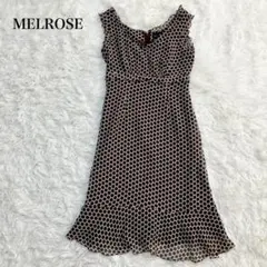 メルローズ Ｖネック ノースリーブ ロングワンピース フレア ドット柄 レトロ