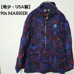 【希少・USA製】90s MARKER 総柄 ポーラテック フリースハーフジップ
