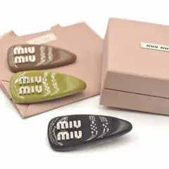 miumiuミュウミュウヘアクリップ ヘアピン 3個セット パステルカラー箱