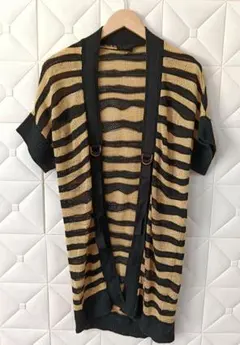 DIESEL ディーゼル 女性用 ボーダー ニットカーディガン S 黒/ベージュ