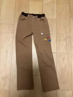 ミキハウス車の刺繍付きブラウン長ズボン