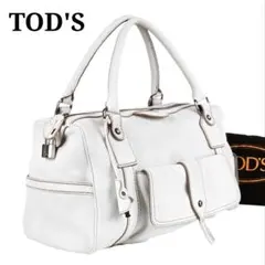 美品 トッズ TODS ロゴ レザー ハンドバッグ ボストンバッグ