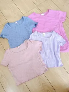 SHEIN メロウ リブ Tシャツ 4枚セット ピンク ブルー ライラック 2歳のサムネイル
