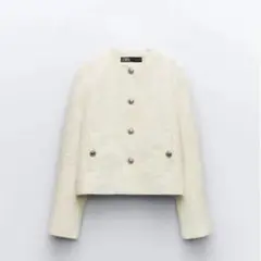【新品タグ付き/文夫名品】ZARA ショートテクスチャージャケットXS
