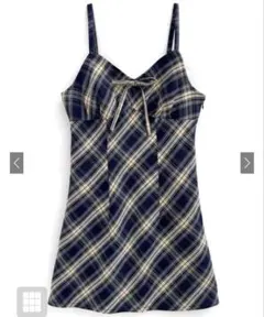 チェック柄リボンキャミミニワンピース[dk1292]