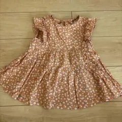 フラワープリント フリル袖 トップス 70