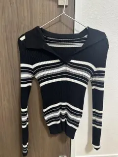 Dazy ストライプ オフショルダーセーター Lサイズ