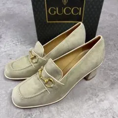 グッチ　GUCCI ホースビット　パンプス　35 1/2 C スエード　グリーン