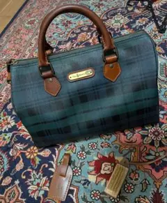 超超美品　ポロ　ラルフローレン　ミニボストン　バッグ　ブラックウォッチ　レザー