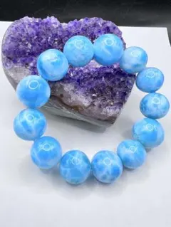 ラリマーブレスレット 内径16 １６ミリ玉ビーズ