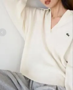 SNIDEL LACOSTE スキッパーニットプルオーバー　ホワイト 2025年最新】スキッパーニットプルオーバー snidelの人気アイテム