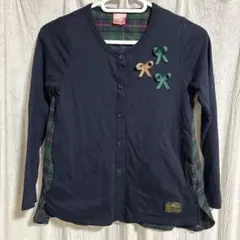 Navy カーディガン チェック柄 140cm