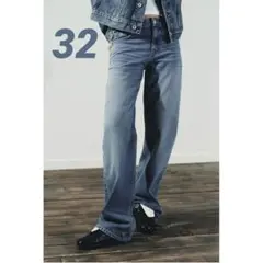 ZARA TRF ワイドレッグ ミッドライズジーンズ 32