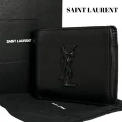 希少✨サンローラン 二つ折り財布 YSL カサンドラ クロコ型押し ブラック