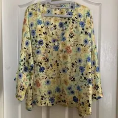 ZARA BASIC フラワープリント 五分袖ブラウス　シャツ