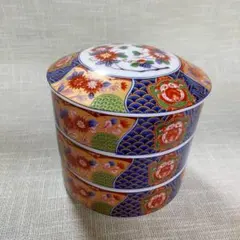 【有田焼】南風窯 三段重 蓋付き重ね鉢 金彩花絵 おせち お正月 ひな祭り