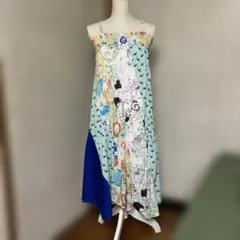 scolar マルチカラー パッチワーク キャミワンピース