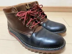 Clarks レザー ハイカットブーツ 紺茶 赤靴紐