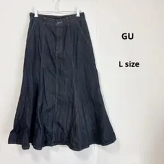 GU ジーユー　デニムマーメイドスカート　L ネイビー　ハイウエスト