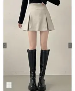 GRL インパン裏地付きボックスプリーツフレアミニスカート