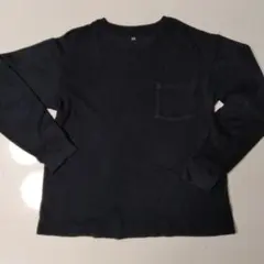 長袖カットソー ブラック ポケット付き