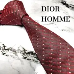 Dior Homme ディオールオム ネクタイ ストライプ 総柄 刺繍 ボルドー