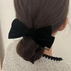 ヘアゴム　シュシュ　ヘアアクセサリー　リボン　ベロア